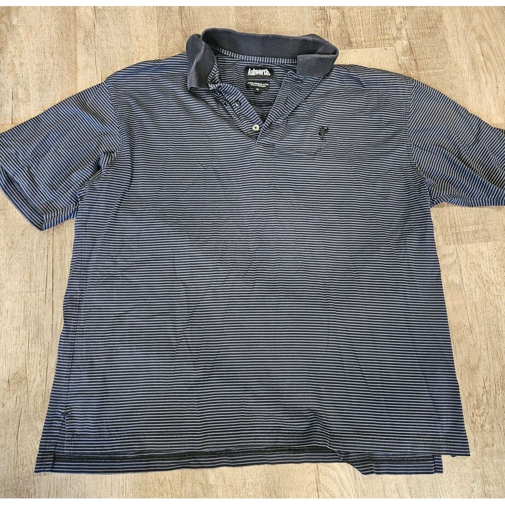 Men's Ashworth Vintage Blue Striped Polo‎ Size XL